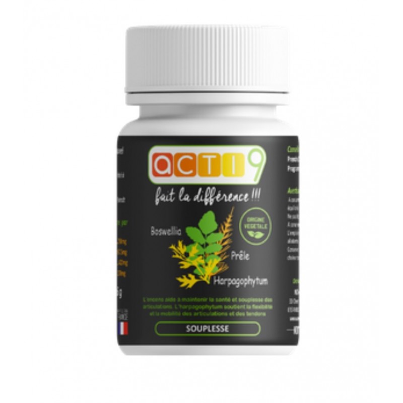 Acti9 SOUPLESSE - Douleur articulaire - Harpagophytum+Boswellia+silicium - 60 gélules - Nov'acti Acti9 SOUPLESSE - Douleur articulaire - Harpagophytum+Boswellia+silicium - 60 gélules - Nov'acti