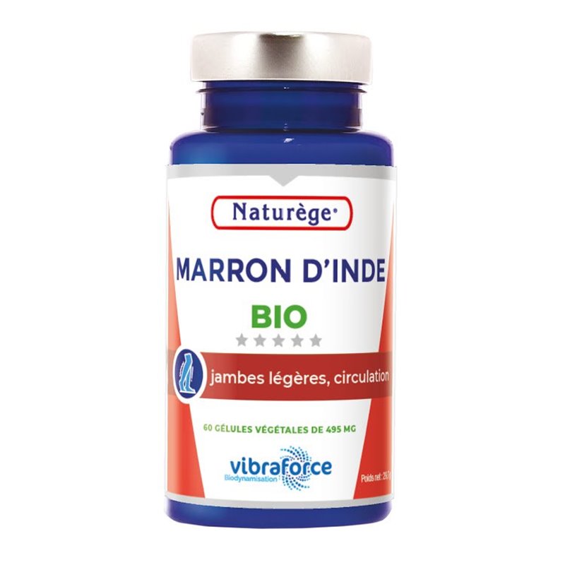 Marron d'inde Bio - 60 Gélules Végétales de 495mg - Naturège Laboratoire Marron d'inde Bio - 60 Gélules Végétales de 495mg - Naturège Laboratoire