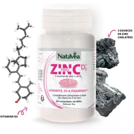 Triozinc + vitamine D - 60 Comprimés Sécables - Natavéa Laboratoire