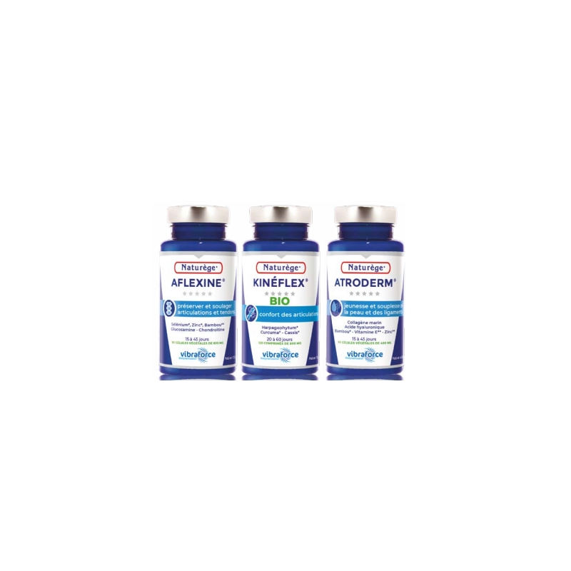 Pack TRIO ARTICULATION - 3 piluliers en synergie - Kinéflex + Atroderm + Aflexine - Naturège