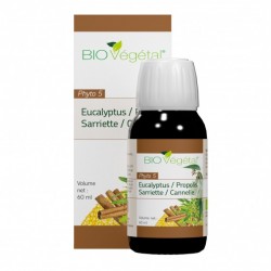 Phyto 5 Bio Eucalyptus -Propolis - Sariette - Canelle  60 ml - Bio Végétal