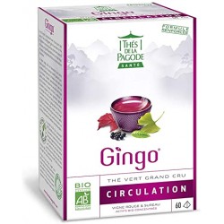 Thé Grand Cru Circulation Gingo Thé vert Vigne rouge - sureau - 60 Sachets - Thés de la Pagode