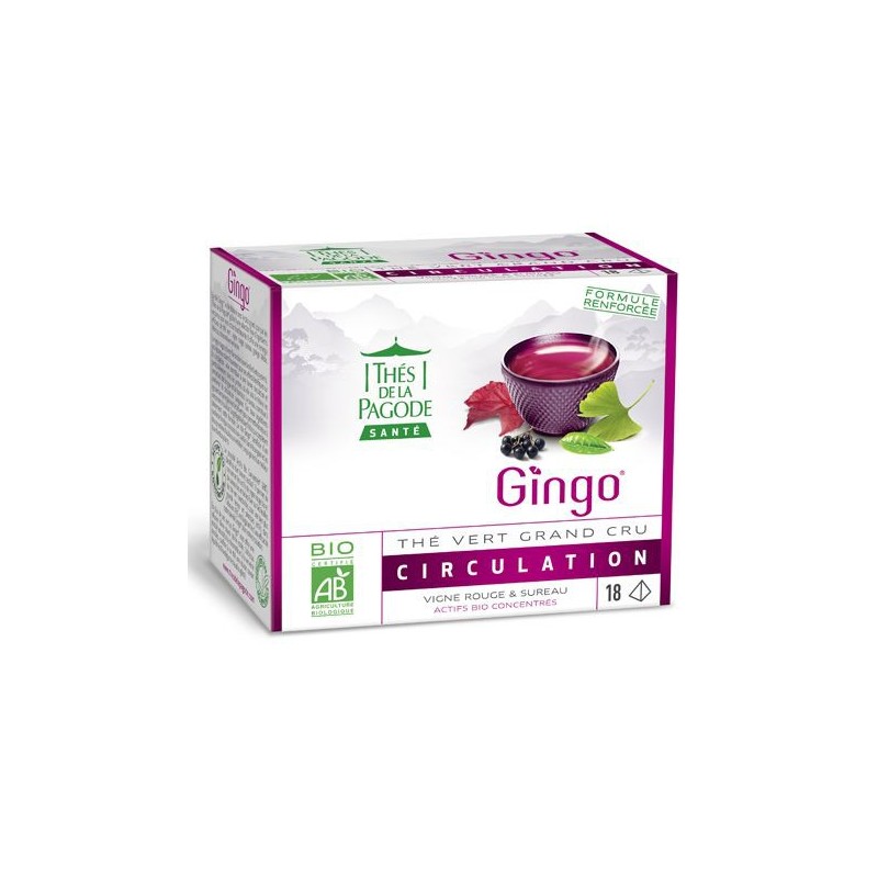 Thé Grand Cru Gingo Circulation Vigne rouge - sureau - 30 Sachets - Thés de la Pagode Thé Grand Cru Gingo Circulation Vigne rouge - sureau - 30 Sachets - Thés de la Pagode