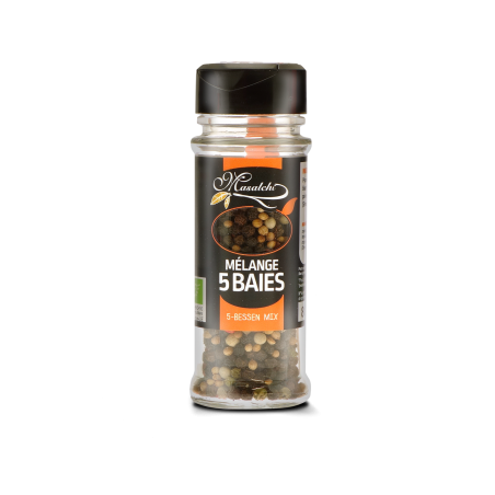 Epice Bio Mélange 5 baies -Flacon distributeur  verre 30 g- Masalchi
