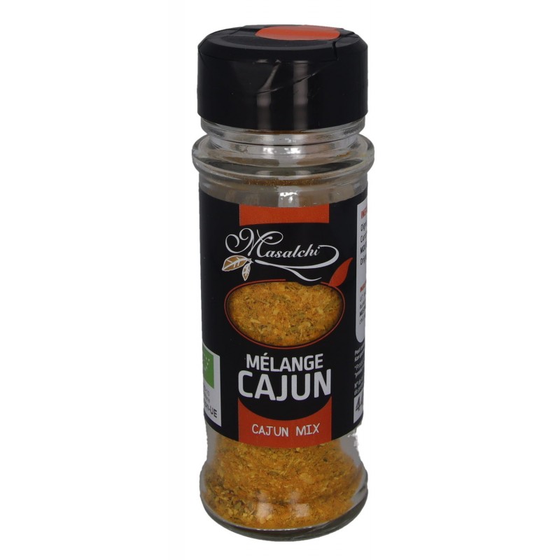 Epice Bio Mélange Cajun - Flacon distributeur verre 30 g - Masalchi Epice Bio Mélange Cajun - Flacon distributeur verre 30 g - Masalchi