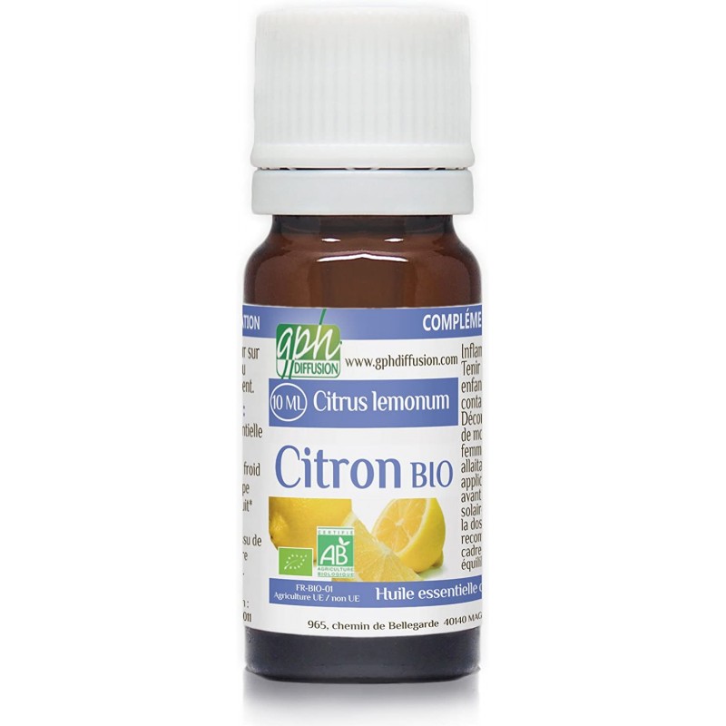 Huile Essentielle de Citron Bio - 10 ml - GPH Huile Essentielle de Citron Bio - 10 ml - GPH