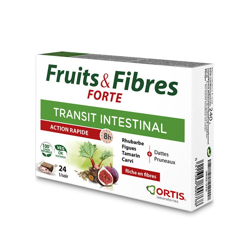 Fruits et Fibres Forte Transit Intestinal Action Rapide - 24 Cubes - Ortis Laboratoire Fruits et Fibres Forte Transit Intestinal Action Rapide - 24 Cubes - Ortis Laboratoire