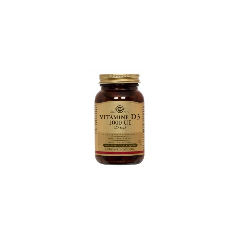Vitamine D3 1000 UI (25µg) - 100 Comprimés - Solgar Vitamine D3 1000 UI (25µg) - 100 Comprimés - Solgar