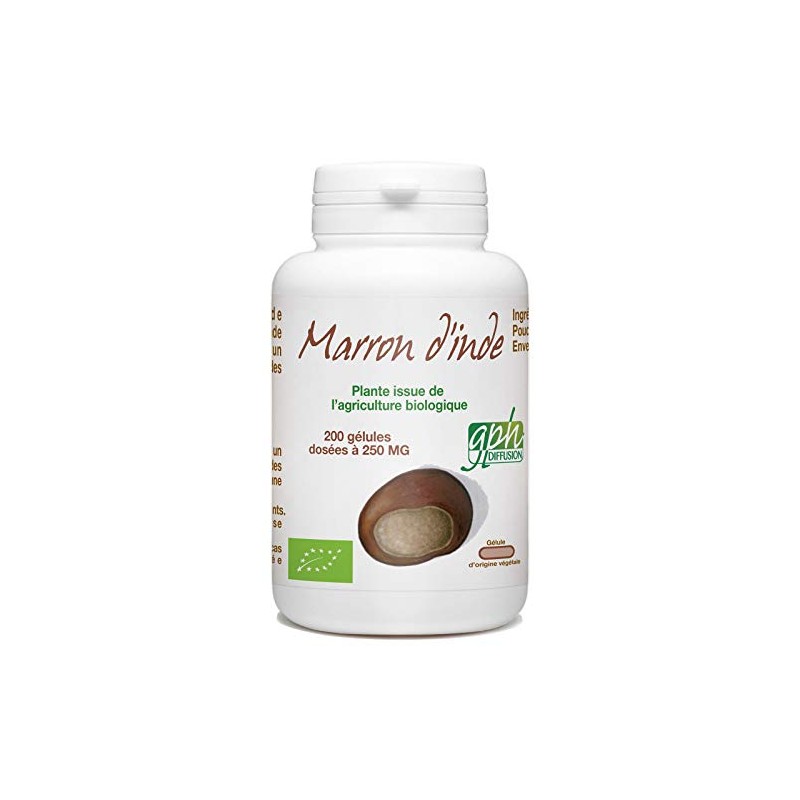 Marron d'Inde Bio 250mg - 200 gélules végétales - GPH Diffusion Marron d'Inde Bio 250mg - 200 gélules végétales - GPH Diffusion