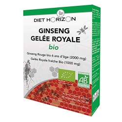Ginseng gelée royale bio - Fortifiant et reconstituant - 20 ampoules  - Diet horizon