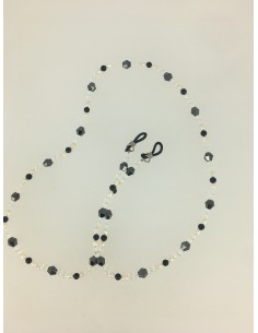 Sangle lunette Hematite blanc et noir