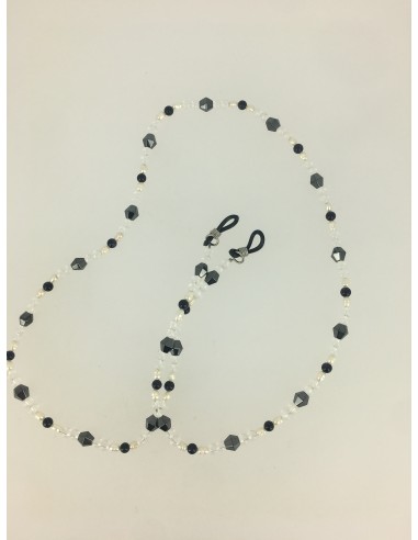 Sangle lunette Hematite blanc et noir