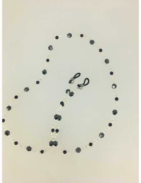 Sangle lunette Hematite blanc et noir