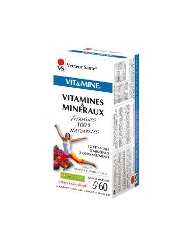 VIT&MINE - Vitamines + minéraux - 60 Gélules - Vecteur Santé VIT&MINE - Vitamines + minéraux - 60 Gélules - Vecteur Santé