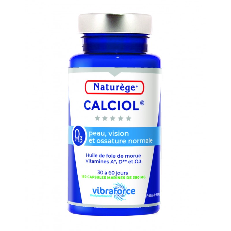 Calciol Vitamine D3 - 180 Capsules marines dosées à 380mg - Naturège Laboratoire Calciol Vitamine D3 - 180 Capsules marines dosées à 380mg - Naturège Laboratoire
