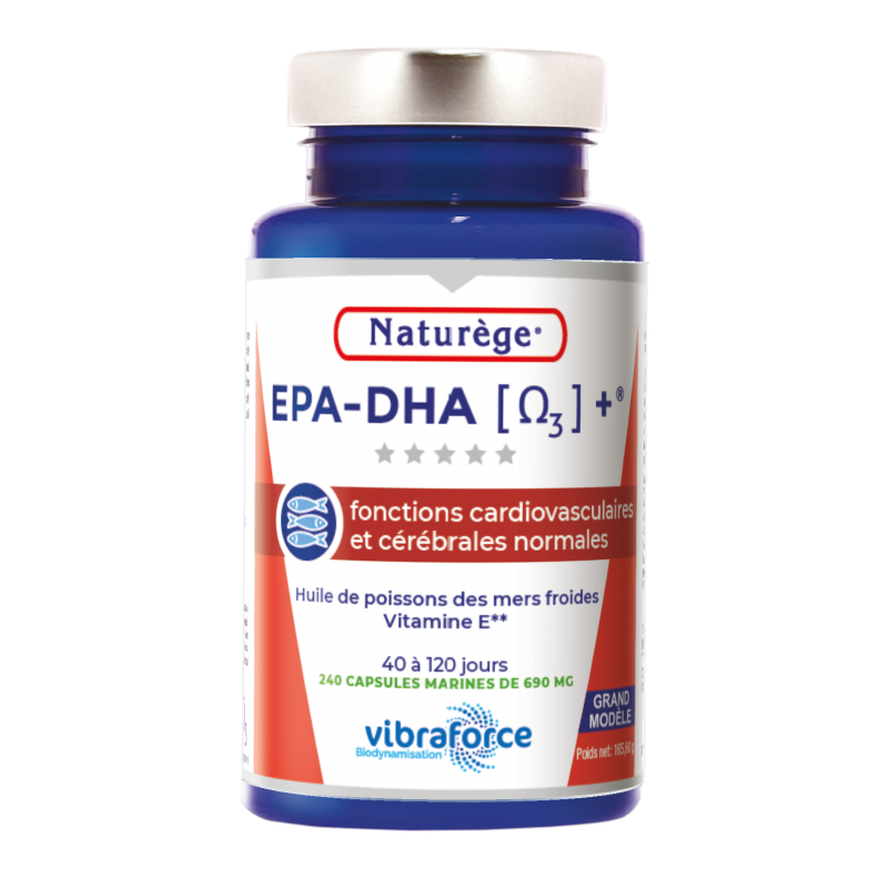 EPA DHA + Oméga 3 - 240 Capsules - Naturège Laboratoire EPA DHA + Oméga 3 - 240 Capsules - Naturège Laboratoire