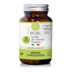Pure feuille de Ginseng français Mémoire et Concentration - 60 Gélules - Jardins d'Occitanie