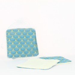 Lingettes démaquillantes lavables Evantails Bleu - Aloaeco