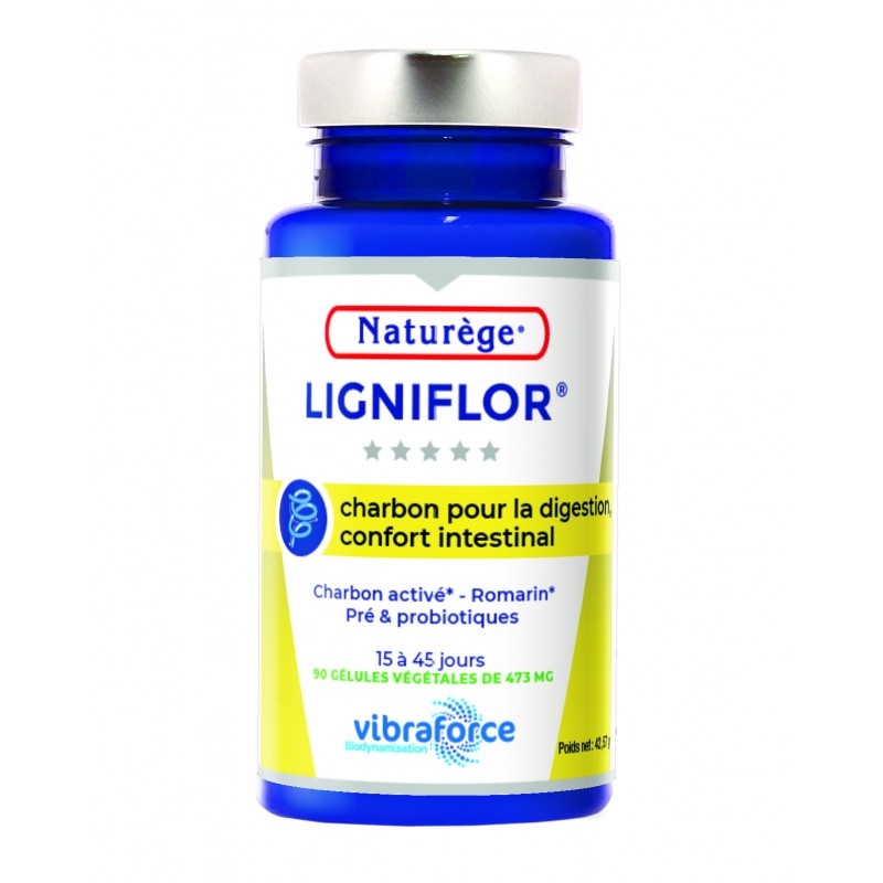 Ligniflor - Charbon végétal - digestion & Ballonnement - 90 Gélules Végétales - Vibra - Naturège Laboratoire Ligniflor - Charbon végétal - digestion & Ballonnement - 90 Gélules Végétales - Vibra - Naturège Laboratoire