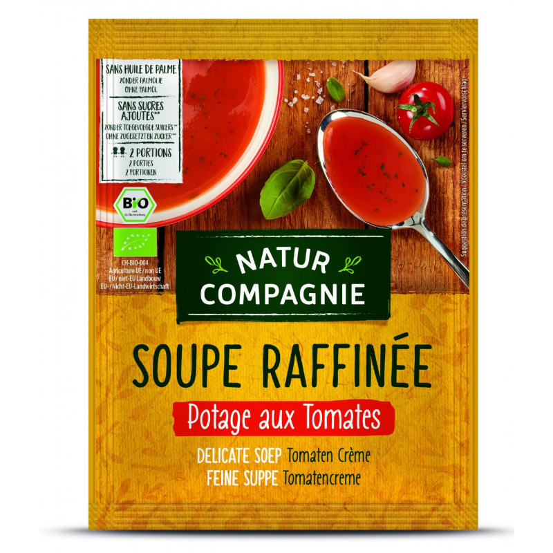 Soupe raffinnée Potage aux Tomates - 40 g soit 2 portions - Natur Compagnie Soupe raffinnée Potage aux Tomates - 40 g soit 2 portions - Natur Compagnie