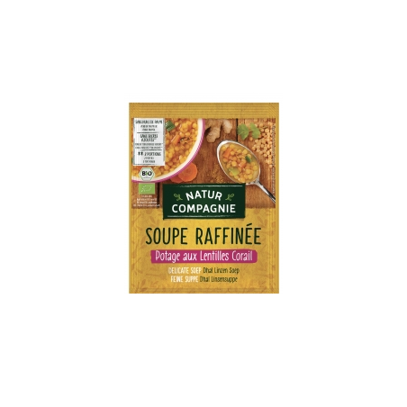 Soupe raffinée Potage aux Lentilles Corail - 60 g soit 2 portions - Natur Compagnie
