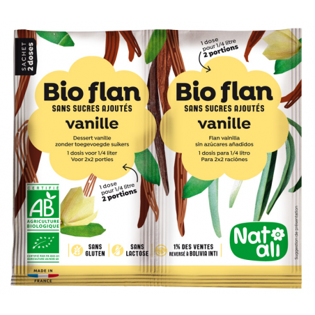 Flan Vanille sans sucre ajouté - 2 sachets de 4g  - Natali