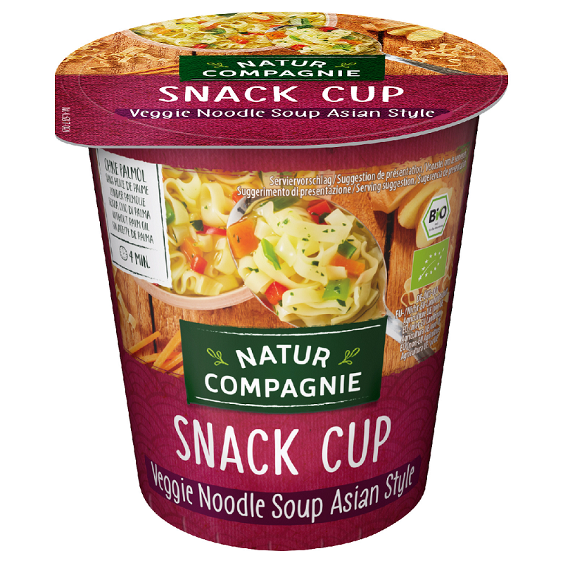Snack Cup Soupe de légumes et de nouilles à l'asiatique - 55g - Natur Compagnie Snack Cup Soupe de légumes et de nouilles à l'asiatique - 55g - Natur Compagnie