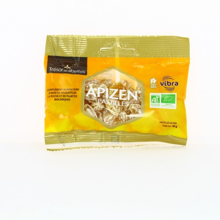 Apizen pastilles Bio au miel Propolis & plantes - 50g - Trésors des Abeilles