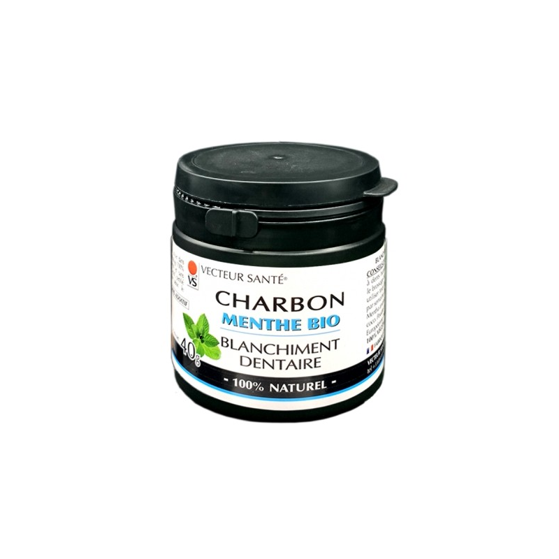 Charbon Menthe Bio Blanchiment Dentaire - 40g - Vecteur Santé Charbon Menthe Bio Blanchiment Dentaire - 40g - Vecteur Santé