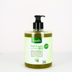 Savon Liquide flacon pompe Alep 40% baies de laurier ultra doux NataVéa VIBRA - 500 ml - NataVéa