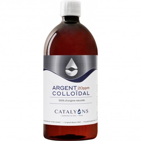 Argent Colloïdal 20 ppm - litre - Flacon 1L  - Catalyons - oligo-éléments