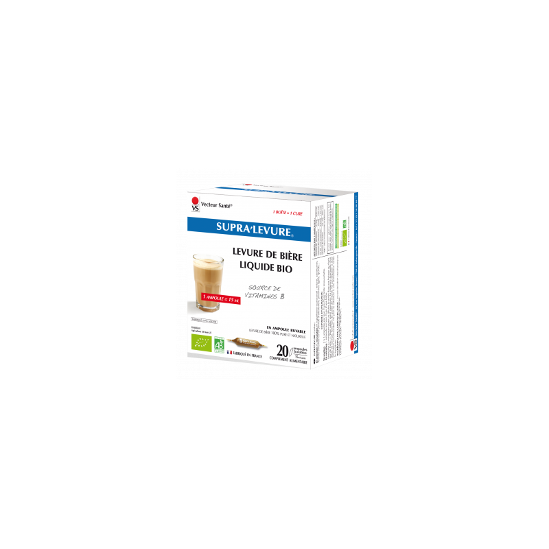 Supra'Levure Levure de bière liqiude Bio - 20 ampoules - Vecteur Santé