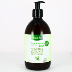 Savon Liquide flacon pompe Alep 40% baies de laurier ultra doux NataVéa VIBRA - 500 ml - NataVéa