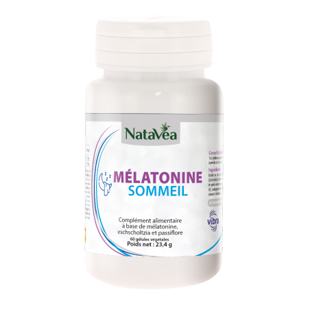 Mélatonine Sommeil - 60 gélules végétales - NataVéa
