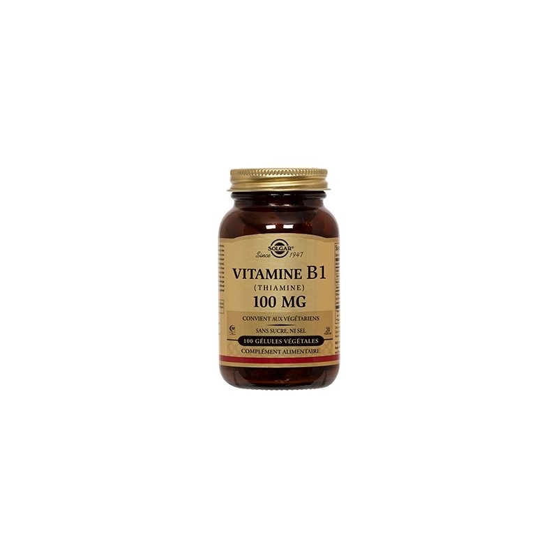 Vitamine B1 (Thiamine) 100 mg - 100 gélules - Solgar Vitamine B1 (Thiamine) 100 mg - 100 gélules - Solgar
