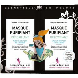Masque Visage Bio purifiant en poudre au charbon - 2X4,5g - Secrets des Fées