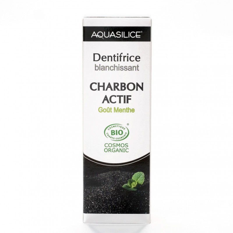 Dentifrice Blanchissant au Charbon Actif goût menthe - 50 ml - Aquasilice Dentifrice Blanchissant au Charbon Actif goût menthe - 50 ml - Aquasilice