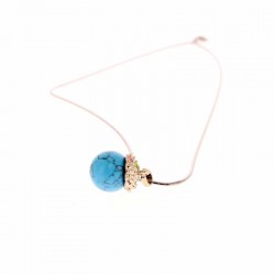 Perle à parfum imitation TURQUOISE avec collier - Magnétique Vibration