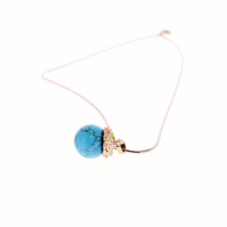 Perle à parfum imitation TURQUOISE avec collier - Magnétique Vibration