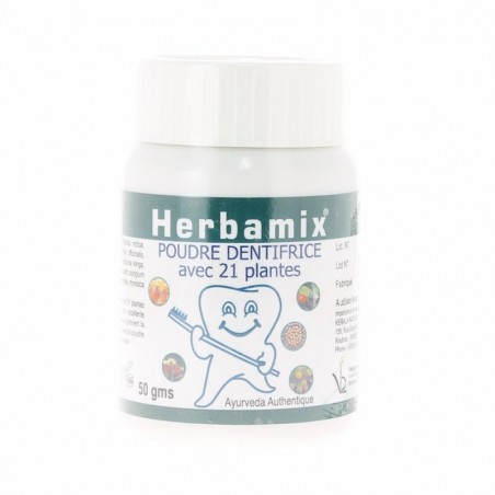 Herbamix Dentifrice en Poudre avec 21 plantes - 50g - Kerala Nature