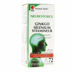 Neuro'Force - Ginko sélénium et Vitamine B - 72 gélules végétales - Vecteur Santé