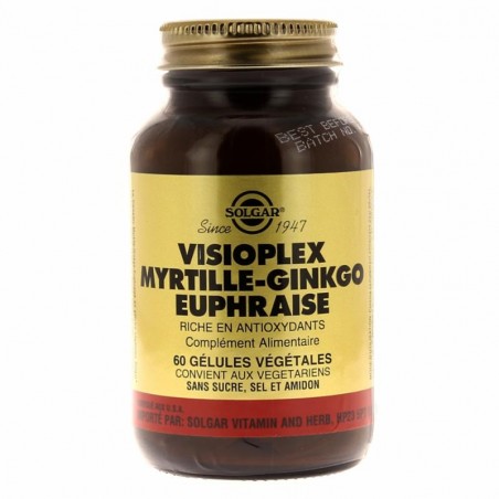 Visioplex Myrtille-Gingko Euphraise - 60 Gélules Végétales - Solgar