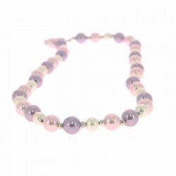 Collier perles rose/parme...