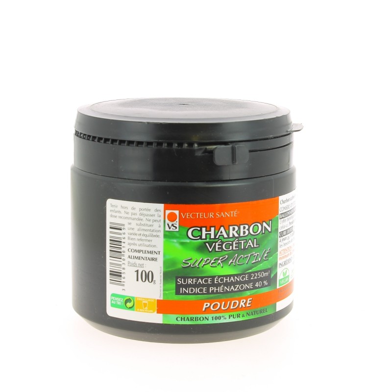 Charbon Végétal Poudre - 100 g - Vecteur Santé Charbon Végétal Poudre - 100 g - Vecteur Santé